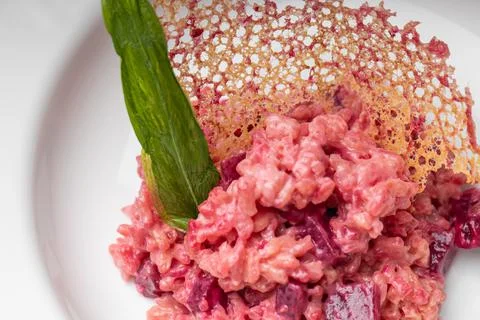 Beetroot risotto. Italian pink risotto Stock Photos