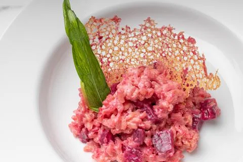 Beetroot risotto. Italian pink risotto Foto stock