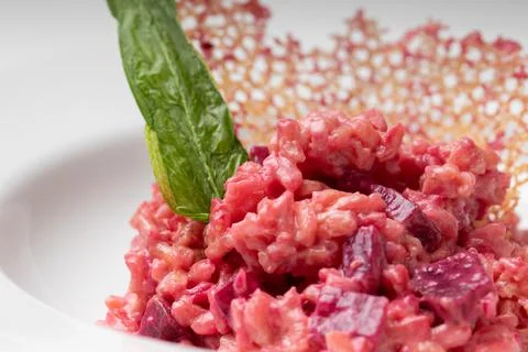Beetroot risotto. Italian pink risotto Stock Photos