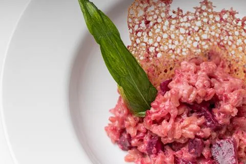 Beetroot risotto. Italian pink risotto Stock Photos