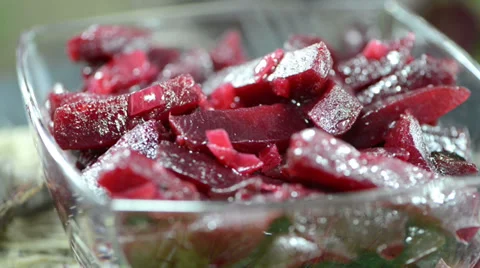 Beetroot salad in a bowl (not loopable) Stock Footage 39265912
