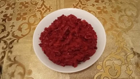Beetroot salad on the table Stock Footage 227295511