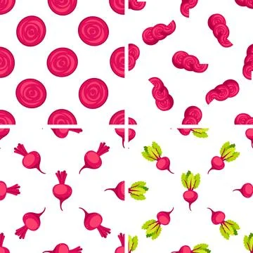 Beetroot Seamless Pattern Showing Sliced and Whole Beet Stock-Illustration