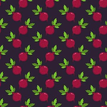 Beetroot seamless pattern vector on a purple background. 스톡 일러스트