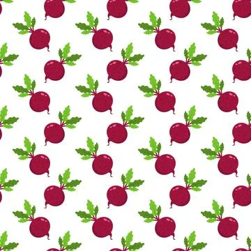 Beetroot, seamless pattern, vector on a white background. Stock Illustration