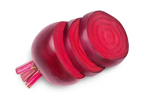 Beetroot slices isolated on white background with clipping path and full depth Stock Photos