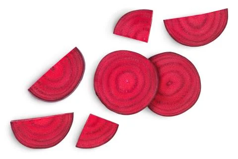 Beetroot slices isolated on white background with clipping path and full depth Foto stock