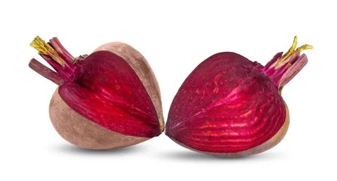 Beetroot slices with leaf isolated on white background. Stock Photos