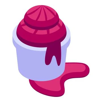 Beetroot smoothie overflowing from plastic cup, healthy eating isometric icon Stock Illustration