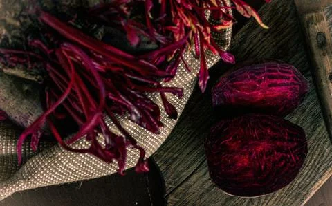 Beetroot with some green leafs. micro-greens of beetroot. Foto stock