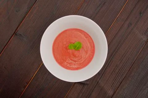 Beetroot soup with chickpeas on a table Stock-Fotos