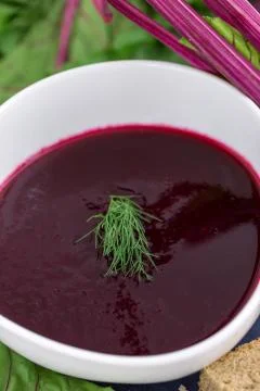 Beetroot soup close up Stock Photos