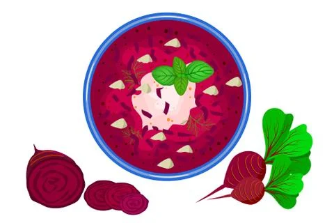 Beetroot soup isolated on white background. Stock Illustration