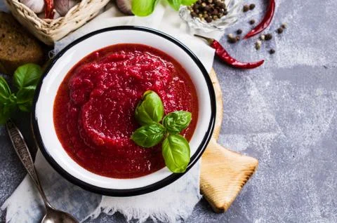 Beetroot soup with spices Stock Photos