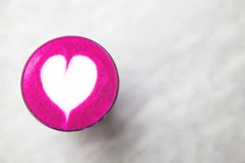 Beetroot super latte on marble background for love Stock Photos