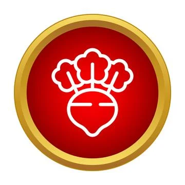 Beetroot vegetable flat icon inside a red circle Stock Illustration