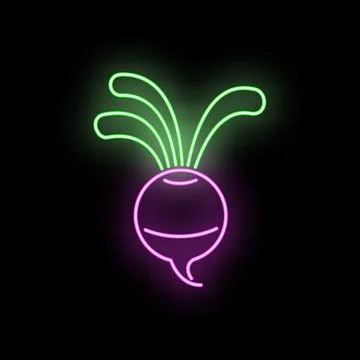 Beetroot vegetable glowing with neon light illustration Stock Illustration