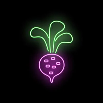 Beetroot vegetable glowing neon sign icon design Stock Illustration