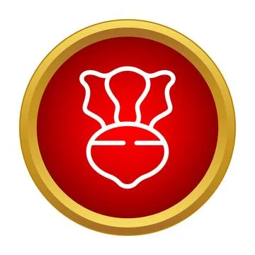 Beetroot vegetable icon in a red circle with gold border Stock Illustration