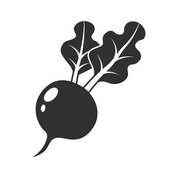 Beetroot vegetable with leaves icon in flat style. Beet plant vector illust.. Stock Illustration