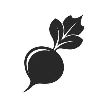 Beetroot vegetable with leaves icon in flat style. Beet plant vector illust.. Stock Illustration