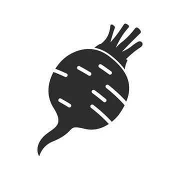 Beetroot vegetable with leaves icon in flat style. Beet plant vector illust.. Stock Illustration