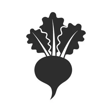 Beetroot vegetable with leaves icon in flat style. Beet plant vector illust.. Stock Illustration