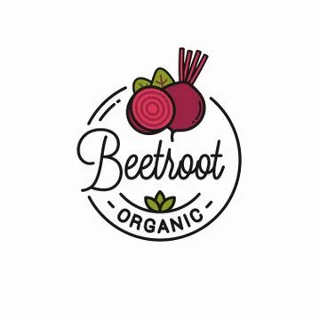 Beetroot vegetable logo. Round linear of slice Illustrazione stock