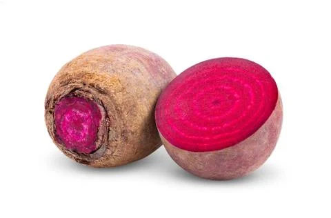 Beetroot vegetables and a half  isolated on white background. full depth of f Stock Photos