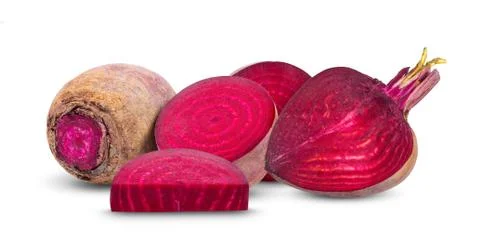 Beetroot vegetables and a half  isolated on white background. full depth of f Foto stock