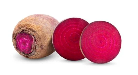 Beetroot vegetables and a half  isolated on white background Foto stock