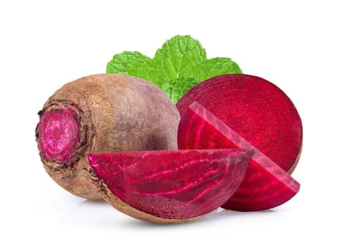 Beetroot vegetables and a half  isolated on white background Stock Photos