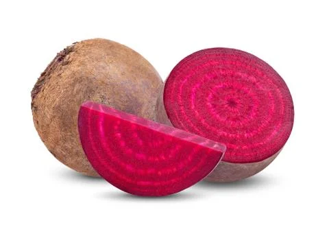 Beetroot vegetables and a half  isolated on white background Stock Photos