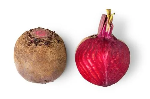 Beetroot vegetables and a half  isolated on white background Stock Photos
