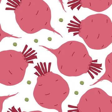 Beetroot Vegetables seamless pattern. Vegetarian healthy bio food background, Stockillustratie