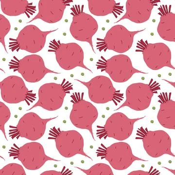 Beetroot Vegetables seamless pattern. Vegetarian healthy bio food background, 스톡 일러스트