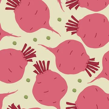 Beetroot Vegetables seamless pattern. Vegetarian healthy bio food background, 스톡 일러스트