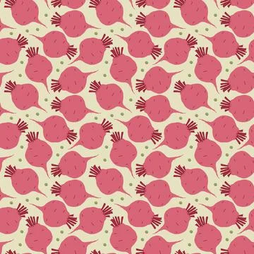 Beetroot Vegetables seamless pattern. Vegetarian healthy bio food background, 스톡 일러스트