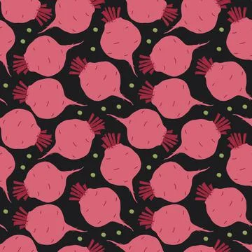 Beetroot Vegetables seamless pattern. Vegetarian healthy bio food background, 스톡 일러스트