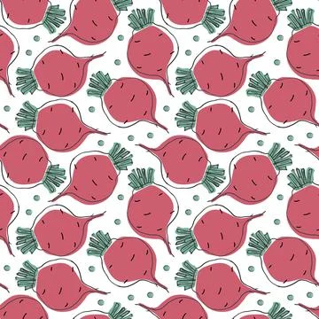 Beetroot Vegetables seamless pattern. Vegetarian healthy bio food background, 스톡 일러스트
