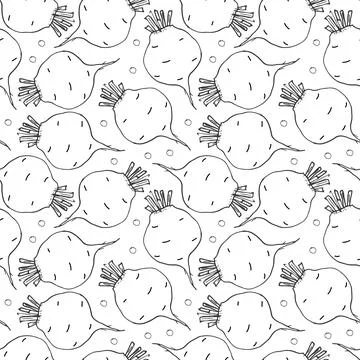 Beetroot Vegetables seamless pattern. Vegetarian healthy bio food background, Stockillustratie