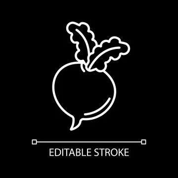 Beetroot white linear icon for dark theme Stock Illustration