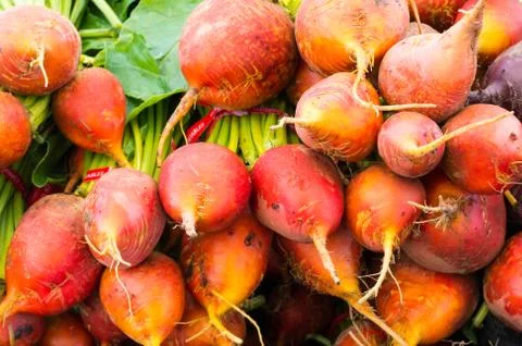 Beets on display at the market Stock Photos
