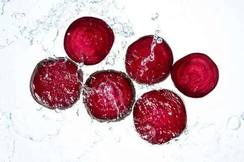 Beets Water Splash Stock Photos