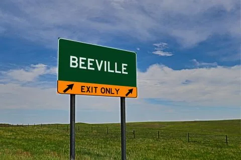 BEEVILLE US Highway Exit Only Sign Stock Photos