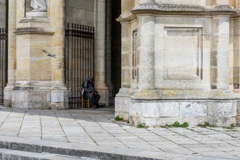Beggar at Cathedral Stock Photos