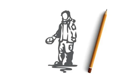 Beggar, poor, dirty, problem, tramp concept. Hand drawn isolated vector. Stock Illustration