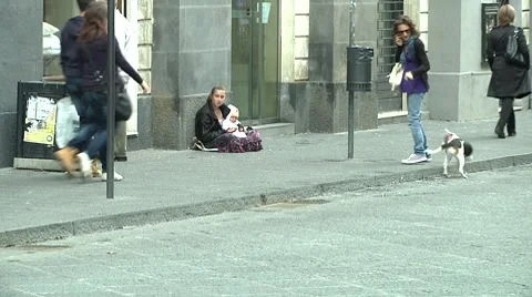 Beggar. Poverty. Alms. Stock Footage 10720939