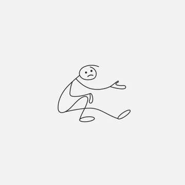 Beggar stick man Stock Illustration
