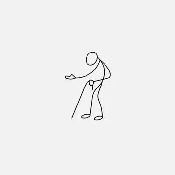 Beggar stick man Stock Illustration